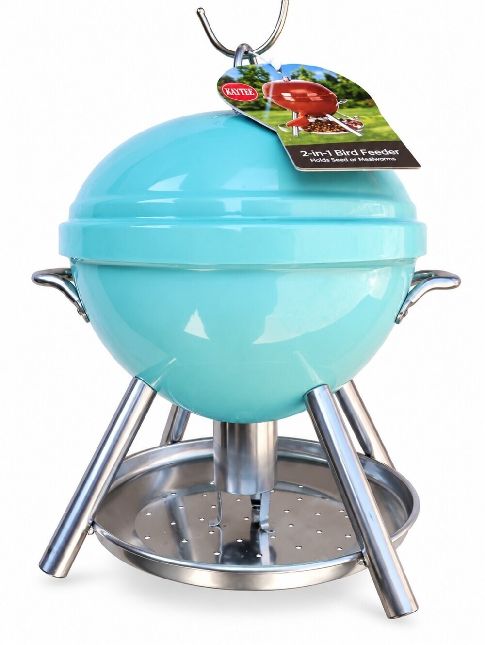 Grill-Style 2-in-1 Bird Feeder | Kettle BBQ Backyard Garden Decor